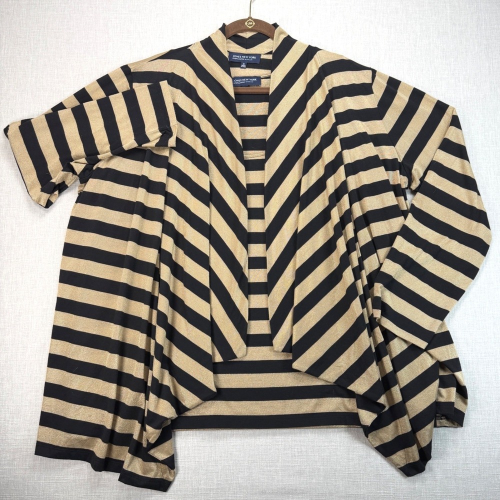 Jones New York Cardigan Set Womens 3X Black Gold Striped Metallic 2pc Twin Set